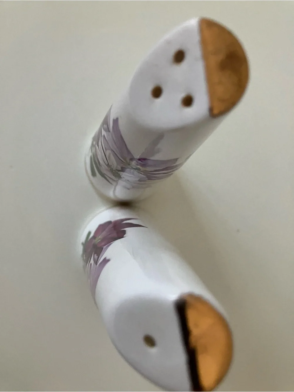 Vintage salt and pepper shakers. Bone China and ceramic 2 sets